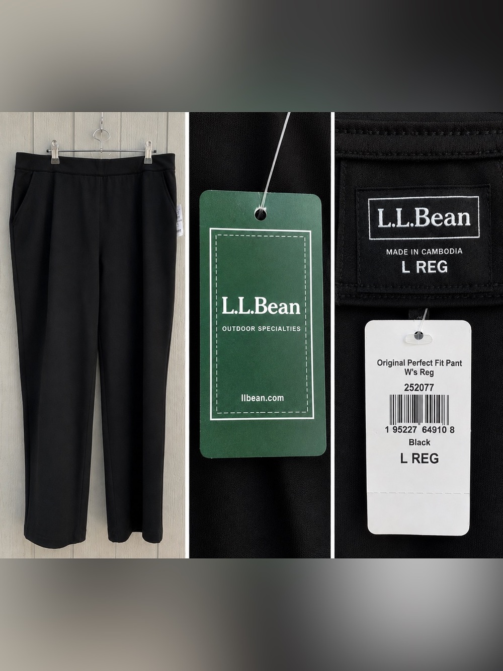 L.L. Bean Black Straight-Leg Ponte Pants Black Size L NWT